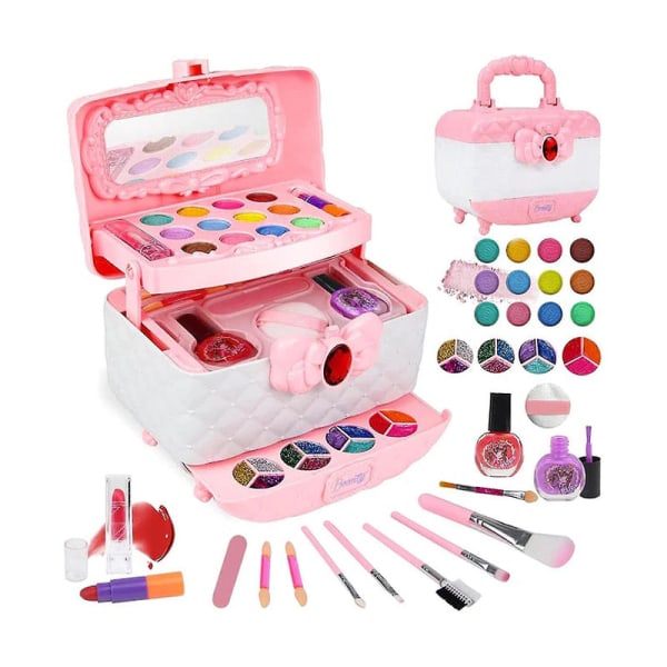 Barn Tvättbar Makeup Girls Toys - Girls Makeup Kit För Barn Make Up Set Real Pink