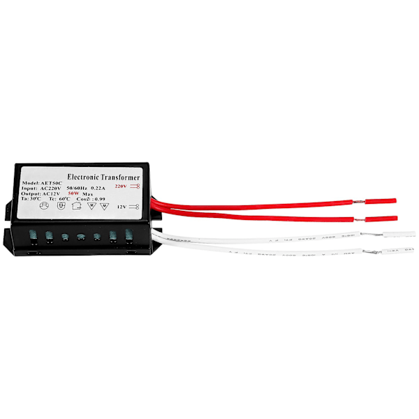 Elektronisk Transformator för Halogenlampa 200-250V till 12V 50W