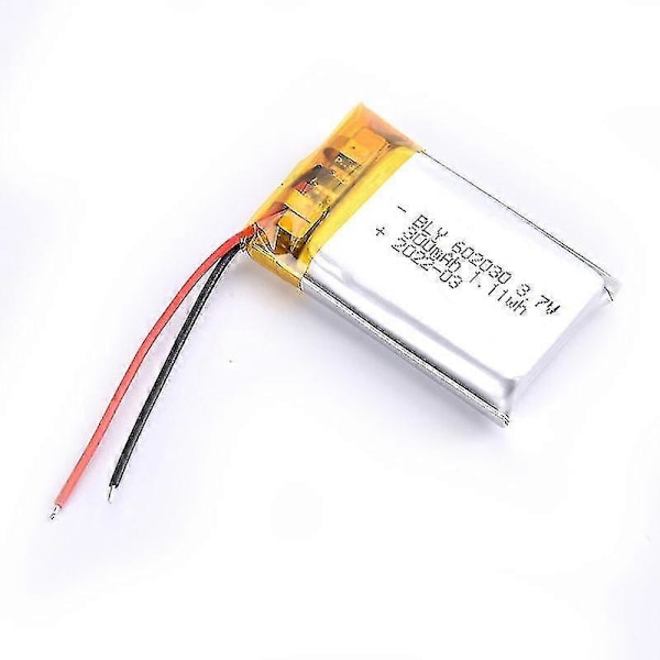 3.7v 300mah Li-ion batteri 602030 Litiumpolymer oppladbart batteri