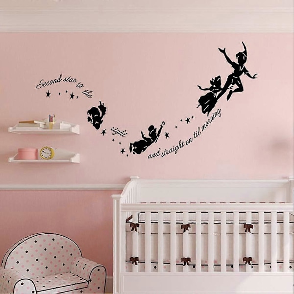 Peter Pan -hahmojen seinätarrat, inspiroivat lainauslauseet, irrotettava seinätarra, lasten ja vauvojen huoneen sisustus, DIY-tarra