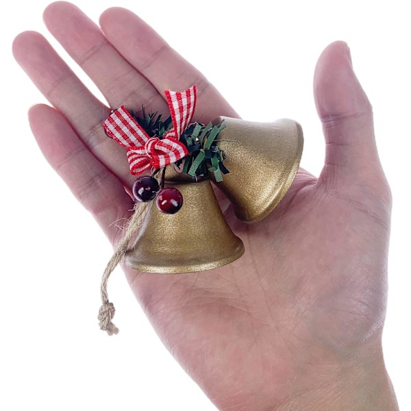 6 st röda julgransklockor, julgranshänge i metall, ZQKLA