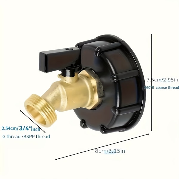 1 st S60*6 IBC Tank Adapterkoppling - Hållbar, Korrosionsbeständig, Syra- och Alkalibeständig, Läckagesäker - Perfekt för Trädgårdsslangbevattning, Husvagn, Ca