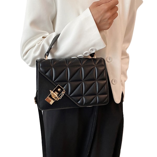Damer vesker Rhombic korn Hardware spenne skulder messenger bag for arbeid shopping reise svart fri størrelse [C]