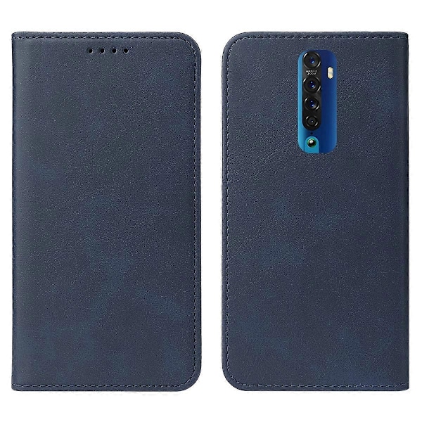 Magnetisk Lukning Læder Telefon Case til OPPO Reno2 Blue