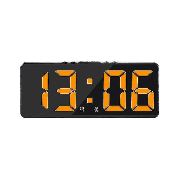 Smart Stor Digital Väggklocka Appkontroll Tid/datum/&ljud Aktivera & Steglös Ljusstyrka & Volym Alarm Med Snooze Funktion Yw[C] Yellow