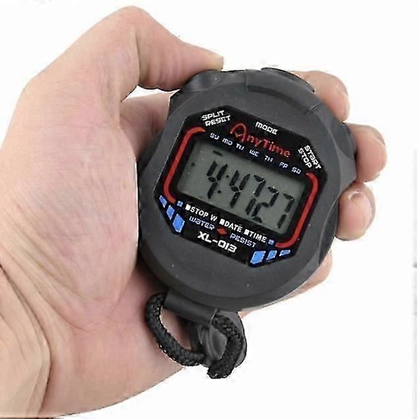 Digital Handhållen LCD Kronograf Sport Stoppur Timer Stoppklocka (C)