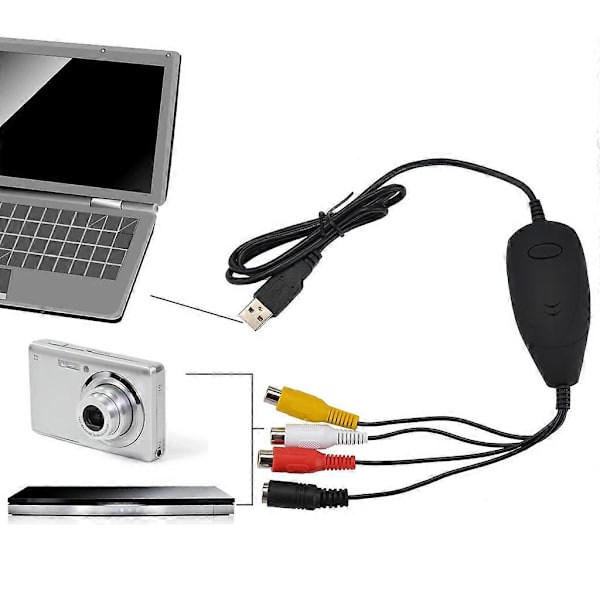 Ezcap172 USB Videoupptagare Capture Converter Adapter VHS Videobandspelare DVD-kamera för Windows 10