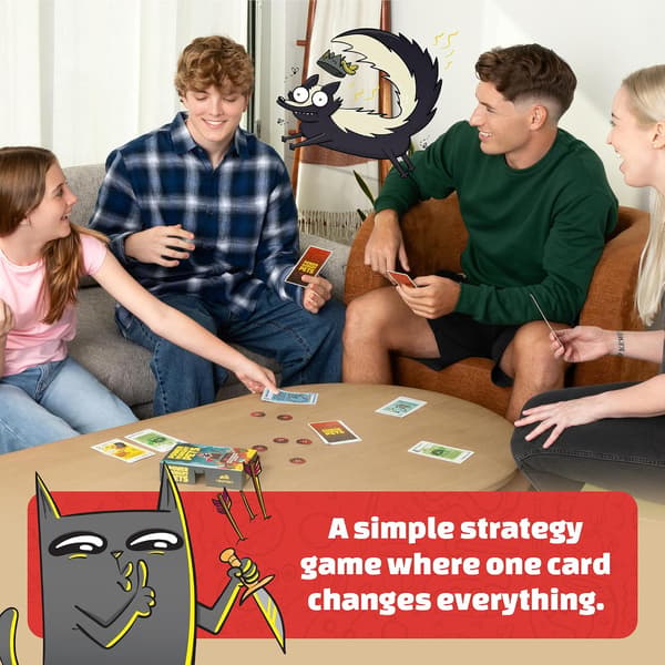 Exploding Kittens Selskapsspill for 2-6 spillere, alder 7+, 15 minutter spilletid