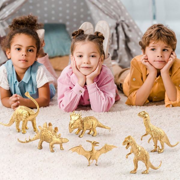 Guldutgåva Dinosaurie Modellset Födelsedagsfest Dinosaurie Dekoration Handgjord Modellleksak 6st