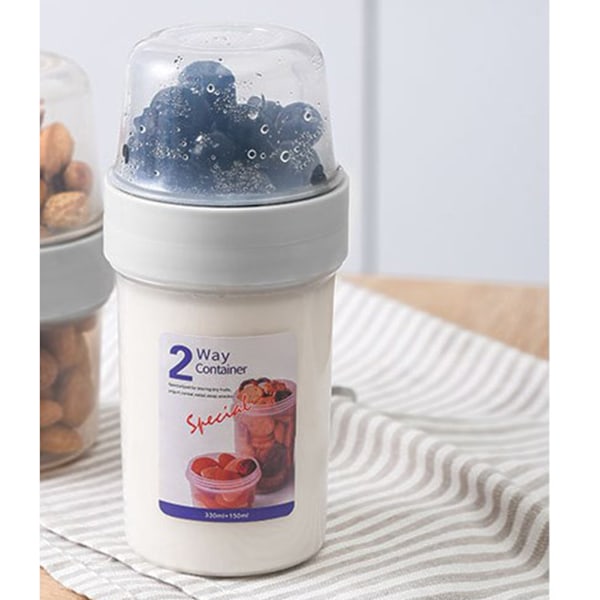 Bärbar matbehållare 2 lager förvaringsflaska tätning burk lufttät behållare för yoghurt sallad frukt mellanmål.C