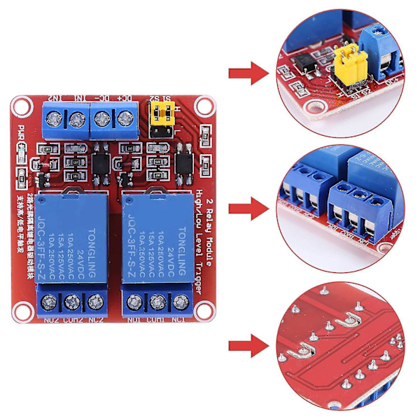 DIY 2-Høj/lav Relæ Udvidelseskort Modul 24v