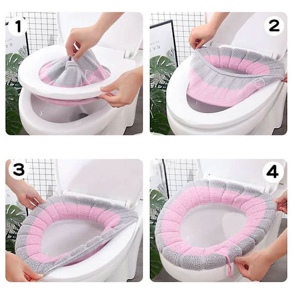 4-pack Varmt Stretch Toalett Universal Tvättad Toalettstolsdyna Mjuk Tjock Tyg Toalettstolsöverdrag Toalettstolsöverdrag. Sitsvärmare Sitsöverdrag