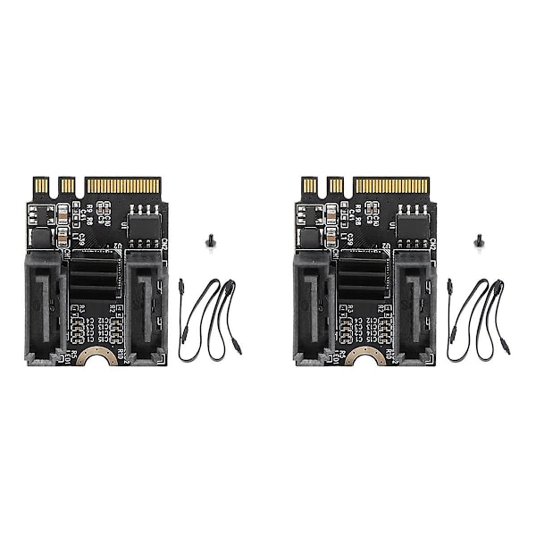 2X M2 till SATA3.0 Utbyggnadskort KEY A+E WIFI M.2 till SATA Hårddiskadapterkort Utan Drivrutin Inst