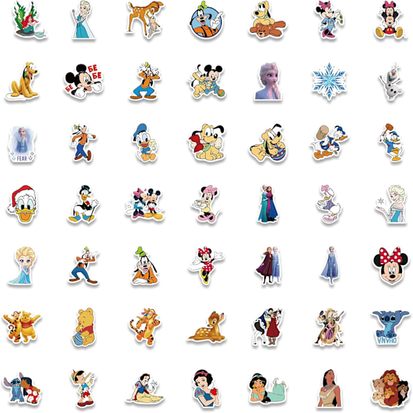 100 kpl Sekalaisia Disney-Tarroja Lapsille, Kawaii Prinsessa Tarroja Vesipullolle Kannettavalle Tietokoneelle Vedenkestävä Animaatio Tarra Teineille Aikuisten
