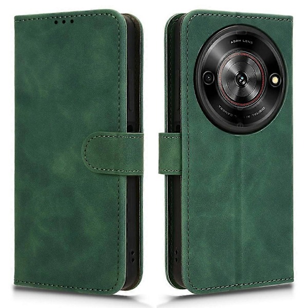Lærveske for ZTE Blade A75 5G - Skinnfølelse, Anti-Fall, Lommebok, Flipdeksel Multicolor Green