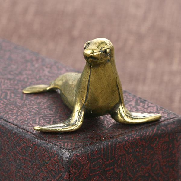 Julepynt til Børn Havsæl Pynt Sæl Figur Model 3d Sæl Legesæt Havdyr Figur[C] Golden 4.1x3cm
