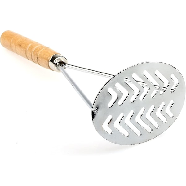 Træhåndtag Kartoffelmoser, Metal Kartoffelmoser, Kartoffelmoser Rustfrit Stål, Sød Kartoffelmoser[HY]