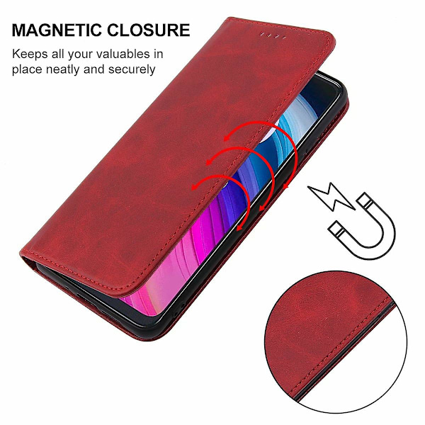 Magnetisk lærveske for TCL 505 Red