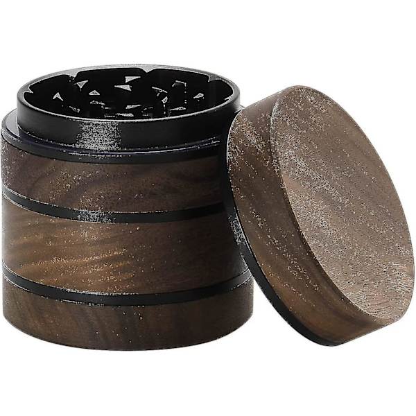 Premium Kvarn Träkryddkvarn Pollenuppsamlare Med Magnetiskt Lock Och 4-Delad 2,5 Tums Pollenuppsamlare (Svart)