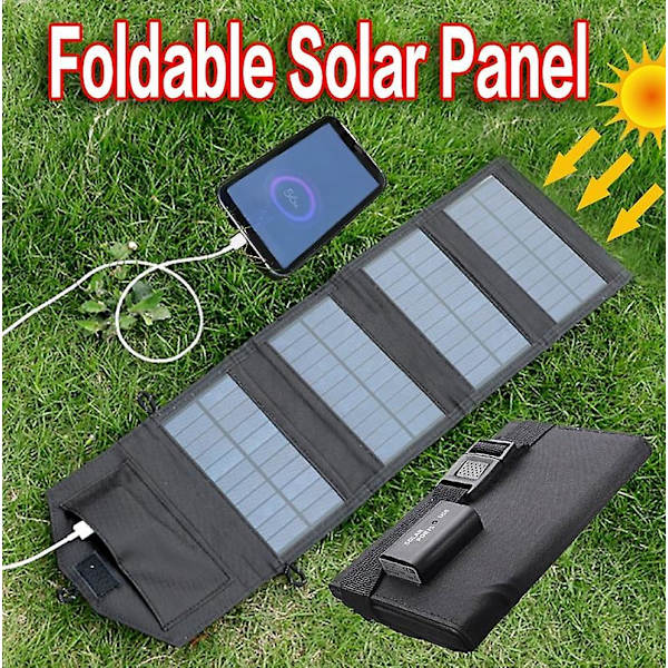 Vikbar Solcellsladdare för Telefonbatteri, Utomhus, Resa, Vandring, Camping, USB 5V, Nödladdare, Bärbar Powerbank 1[C] Mini 1.5W-Not Fold