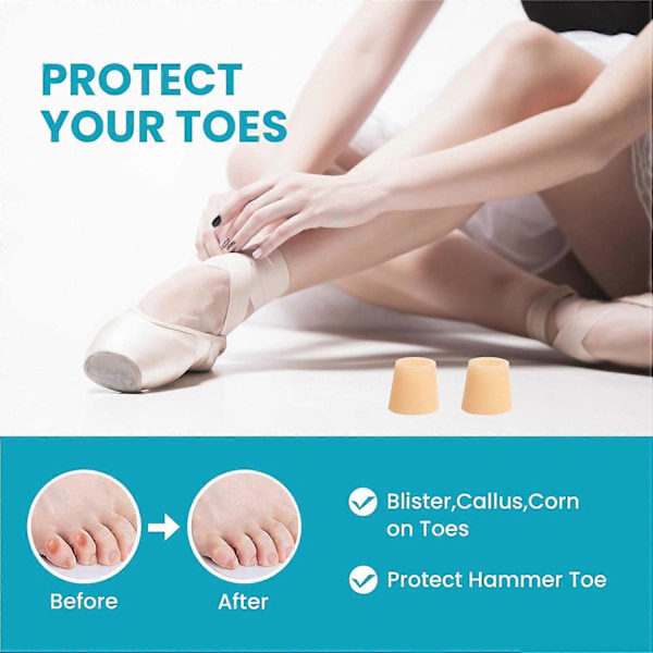 Pinky Toe Sleeves Skydd - 16-pack Små Gel Liktornsskydd - Tåskydd (C)