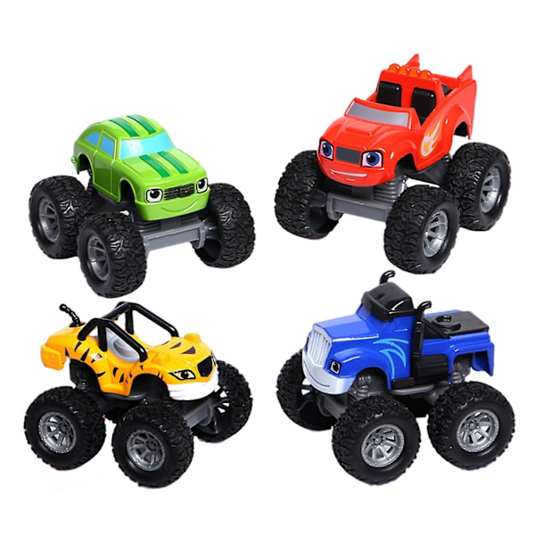 2023 Nye Hot Blaze And The Monster Machines Racers 4-pak, Sæt af Die-cast Metal Push-along Køretøjer til Børnehavebørn i Alderen 3 År og Ældre