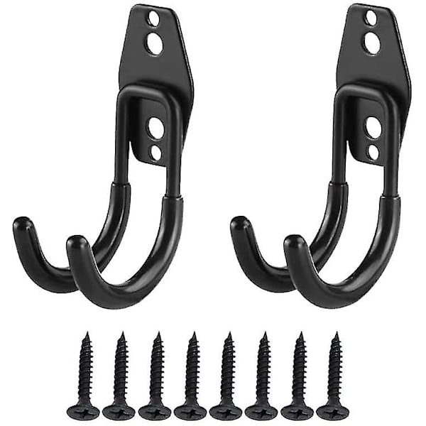 2-pack Garagekrok, Väggmonterad Cykelkrok, Verktygshållare, Med Skruvar, För Garage, Stegar (svart, 11,3 x 6,8 x 3,5 cm)