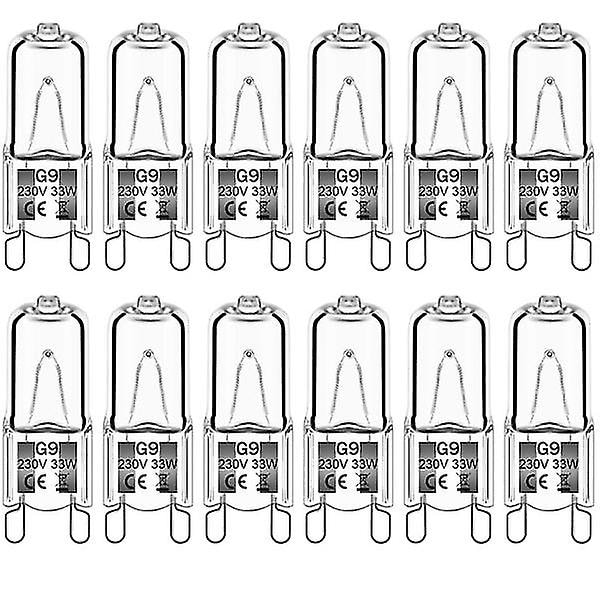 12-pak G9 Halogenpærer 33W 230V 2800K Varmt Hvidt 380lm Klar Kapsel Halogenpærer Dæmpbar Ingen Blink Ingen Flimmer