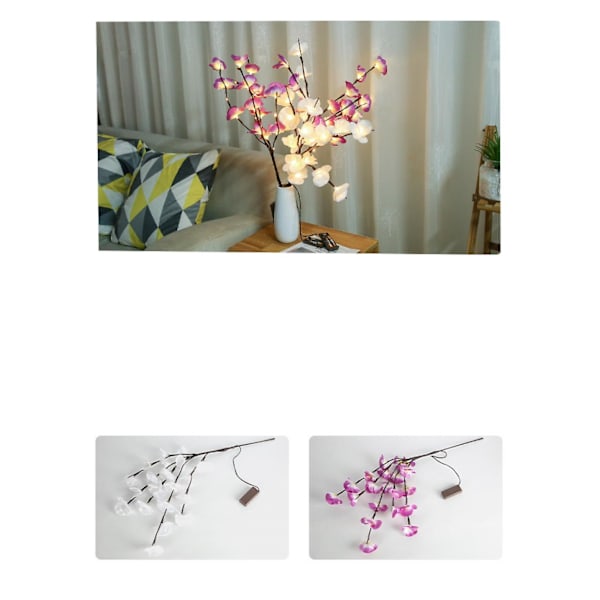 LED-belyste Kunstige Orkideblomstrægrene Lys