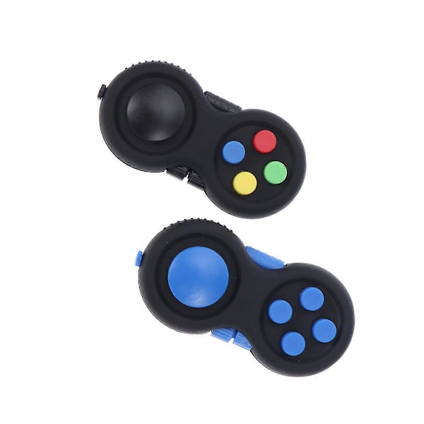 2 st Gamepad Stressboll Leksaker Spelkontroll Fidget Leksaker för Barn Vuxna (Svart/Blå) As Shown 7.5x3.8x3cm