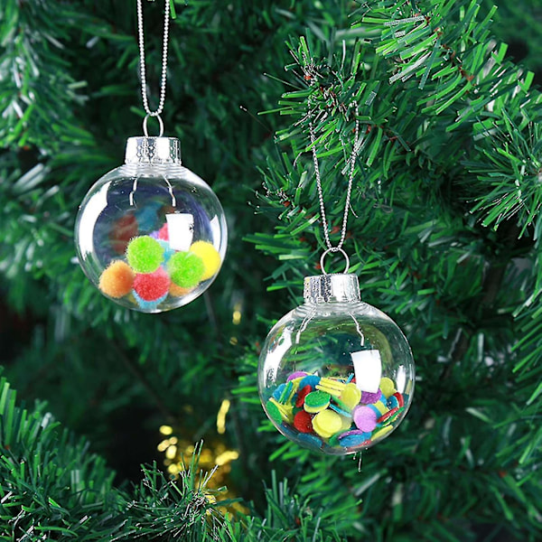 15 st Runda Transparenta Julgranskulor Fyllbara DIY Julgranskulor Tillverkade Av Plast Julkula