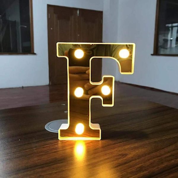 Alphabetbokstav Gull LED-lys Lysende Tall Lampe Batteridrevet Nattelys For Hjem Bryllup Bursdag Jul Fest Dekorasjon