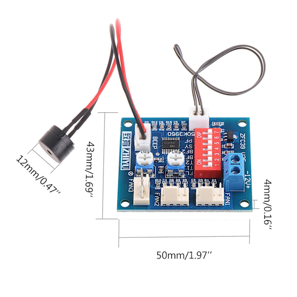 12V PC Fläkt Temperaturkontroll PWM Hastighetsregulator Modul Alarm Summer Sensor med Alarm I6(FCC)