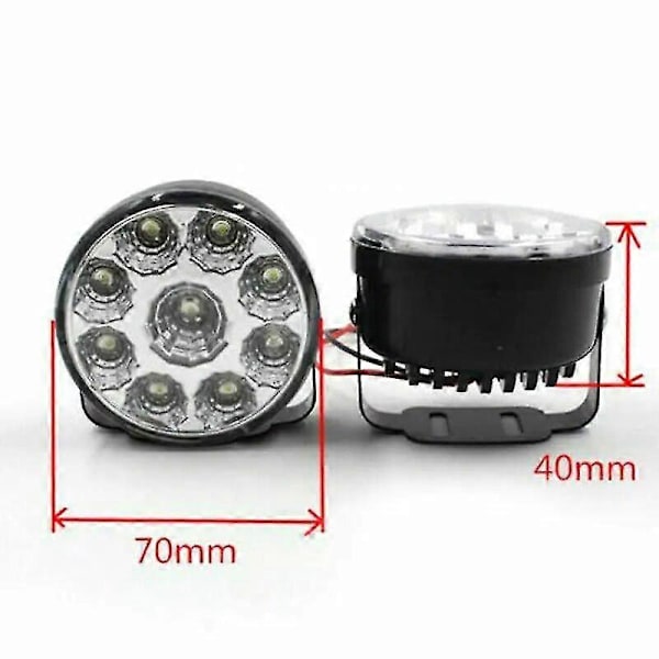 2x 70mm Runda LED Varselljus 12V 6000K Vit - Vattentäta Dimljus för Bil/Lastbil Uppgradering_JC (C)
