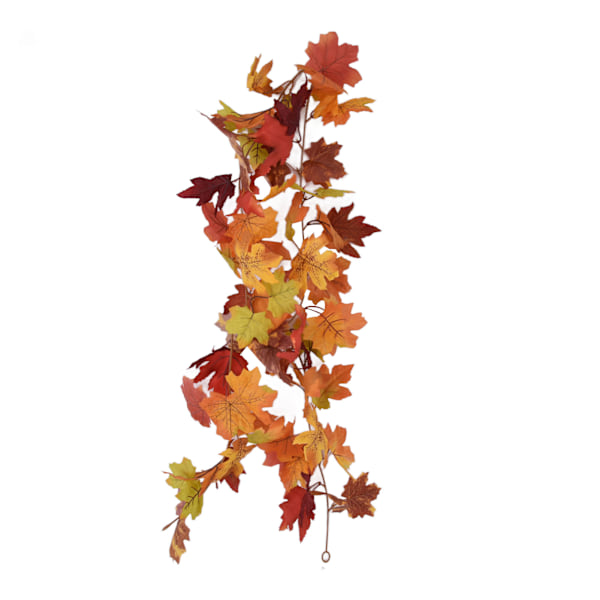 Dekorativ Kunstig Løn Garland Efterårsblad Garland Dekoration Thanksgiving Halloween Falsk Løn VineTo Blad Løn Blad 7 Blad Loop[C]