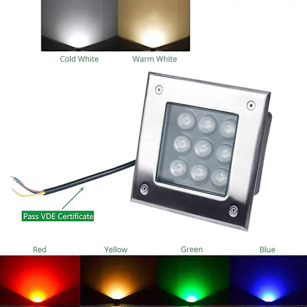LED Kvadratisk Inbyggd Utomhus Golvlampa Rostfritt Stål Vattentät IP67 Stark Belastningskapacitet LED Golvspotlight För Trädgård, Trappor, Byggnader