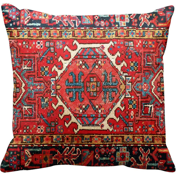 4-delars Set Vintage Röd Blommig Turkisk Persisk Matta Linne Kuddfodral Hemkudde Kudde Kuddfodral Geometrisk Persisk Kilim Heminredning 4 St