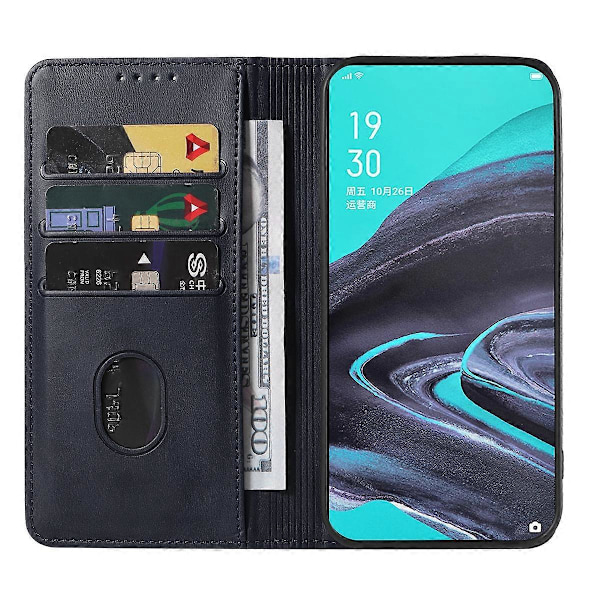 Magnetisk Lukning Læder Telefon Case til OPPO Reno2 Blue