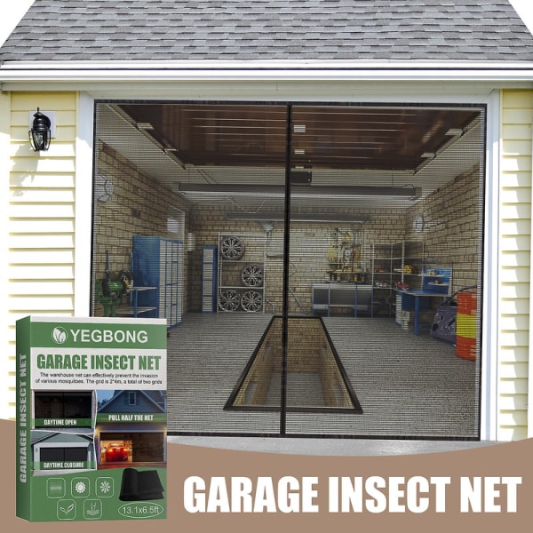 YEGBONG Garage insektsnät kardborre sömlös infällbar bärbar myggnät Garagedörr skärm Enkel installation