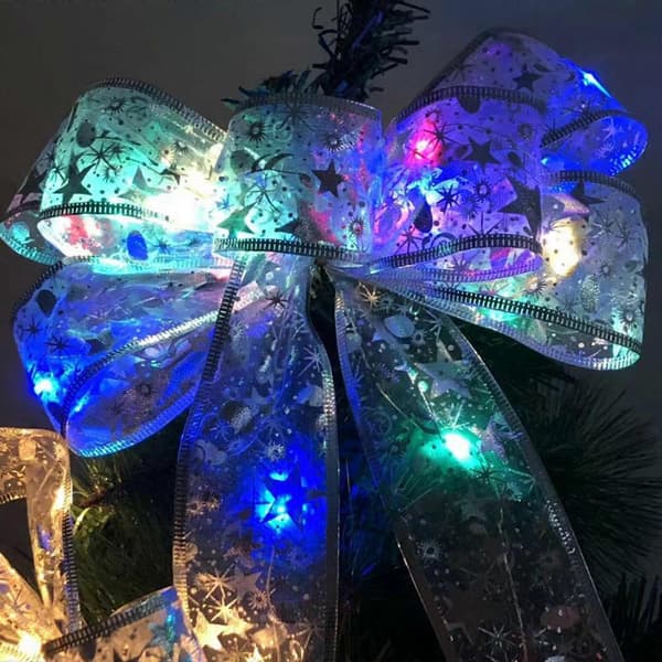 LED Silverband Rosett för Julklappar och Dekoration