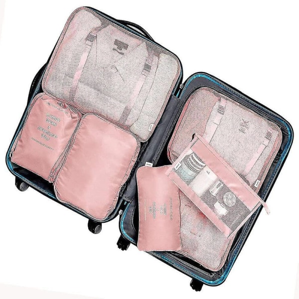 Pakke Cubes til Kuffert 8 stk./sæt Rejse Pakke Cubes Rejse Bagage Pakning Organiser Pink