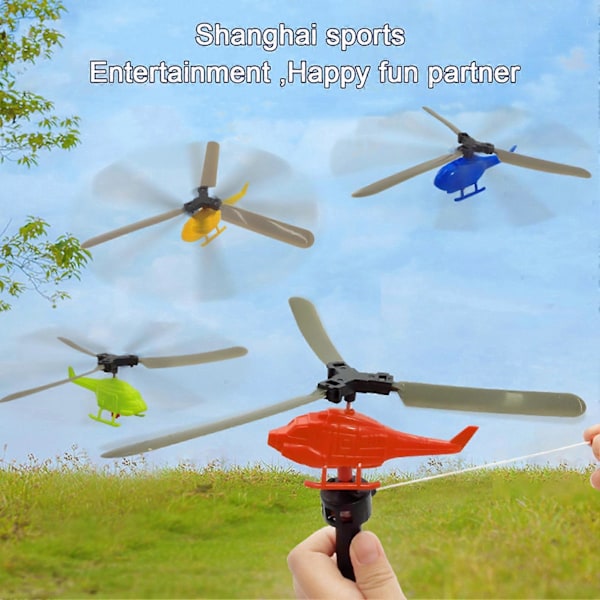 8-pack Dragsnöre Helikopter Leksak Inomhus Utomhus Trädgård Gräsmatta Färgglad Mini Helikopter Flygplan Leksak Småbarn Pojkar Flickor Present 8pcs