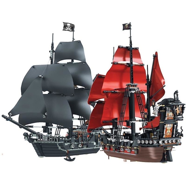 Pirater skepp Båt modell byggstenar Pojkar leksak black red