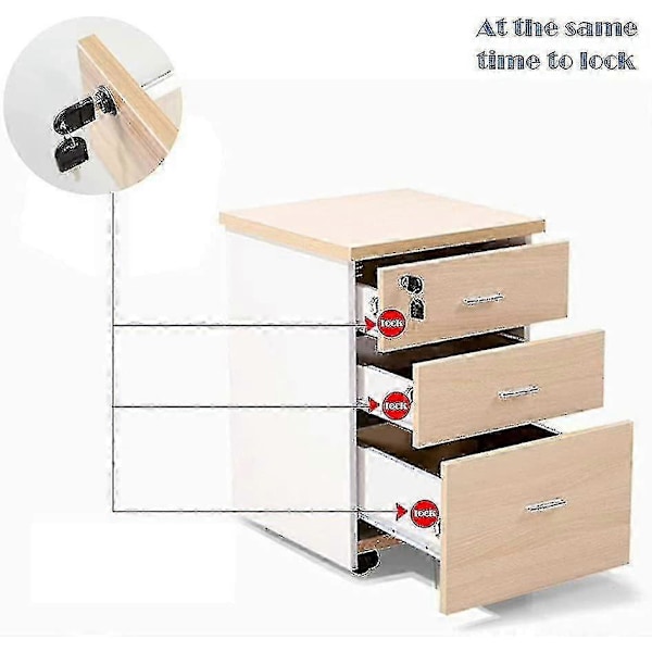 2 kpl Laatikon lukko avaimella huonekaluihin, männänlukko kaappiin, vitriiniin, arkistokaappeihin, halkaisija 16 mm, pituus 61 mm (hopea) (C)
