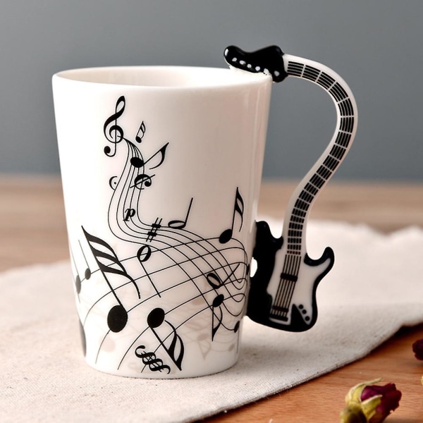 Underbara musikermuggar med instrumenthandtag Handhållen kaffevattenkopp i elegant stil Present till musik[C] H