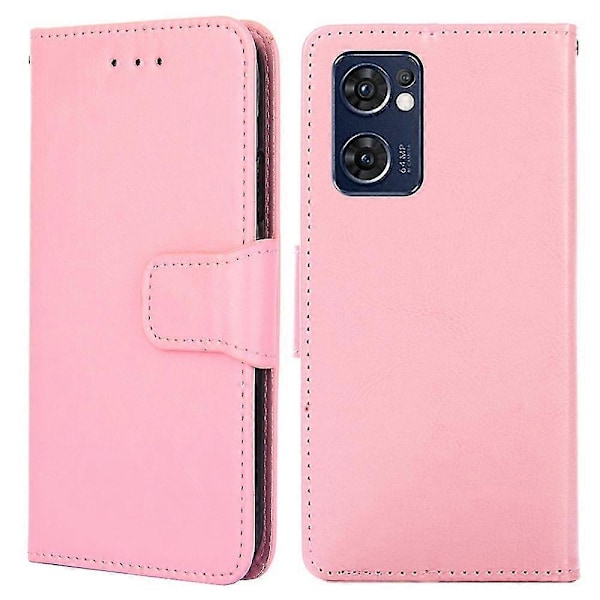 Magnetiskt stängande plånboksfodral i PU-läder för Oppo Find X5 Lite Smartphone Pink