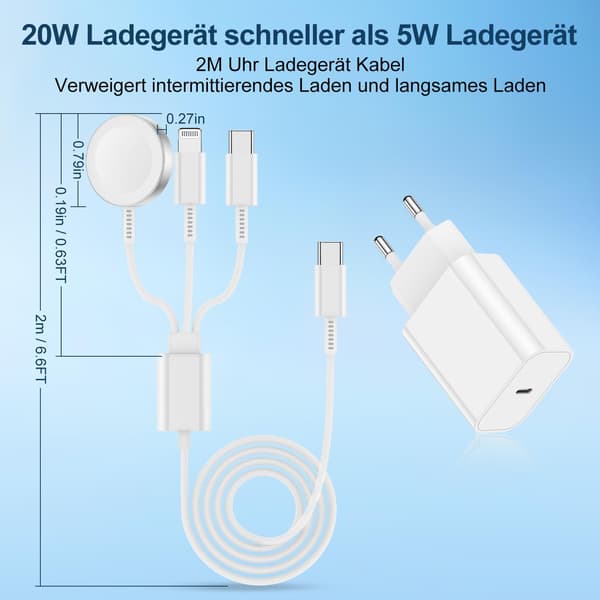Apple Watch Oplader 2m 20W med USB-C Kabel[C]