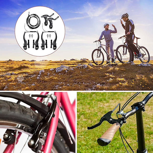 Komplett sykkelbremsesett, svart foran og bak sykkel Mtb Hybrid bremseslanger og kabelsett