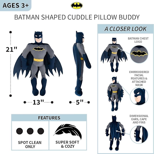 Barnens sängkläder Super Mjuk Plysch Kudde Kompis, En Storlek, Batman Typ 2
