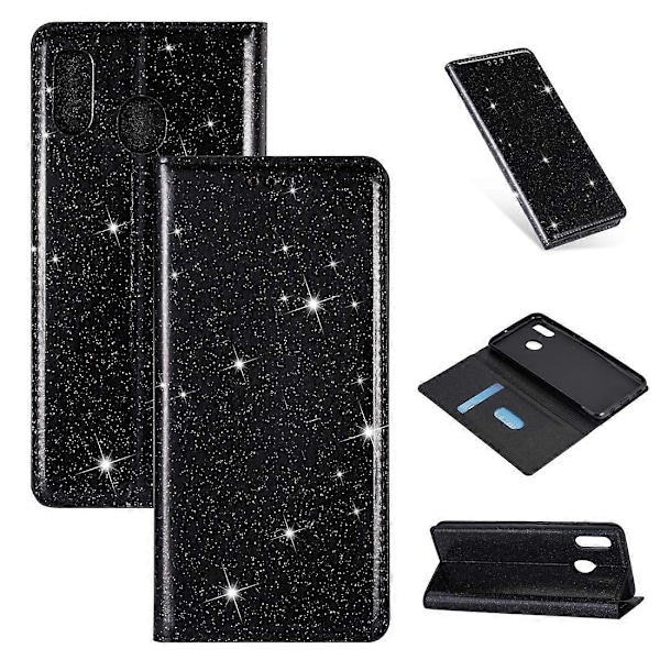 Samsung Galaxy A40:lle Erittäin Ohut Glitter Magneettinen Vaakasuuntainen Läppä Nahkakotelo Pidikkeellä ja Korttipaikoilla I6(FCC)